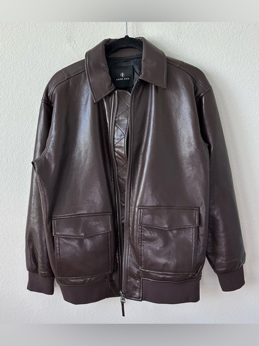 ANINE BING Kelanie Brown Jacket in Recycled Leather SZ XS - Picture 2 of 9